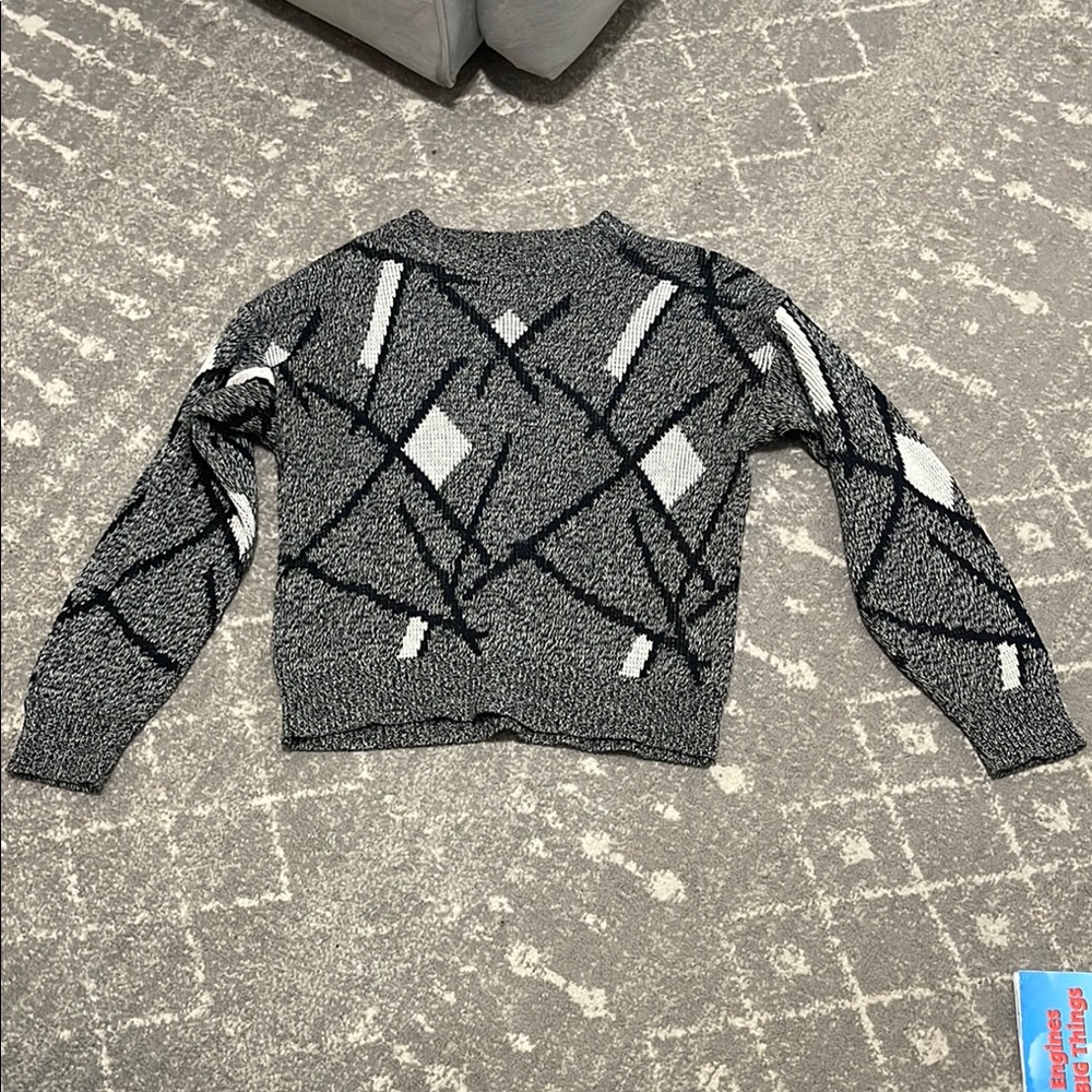 Vintage Black and White Geometric Sweater